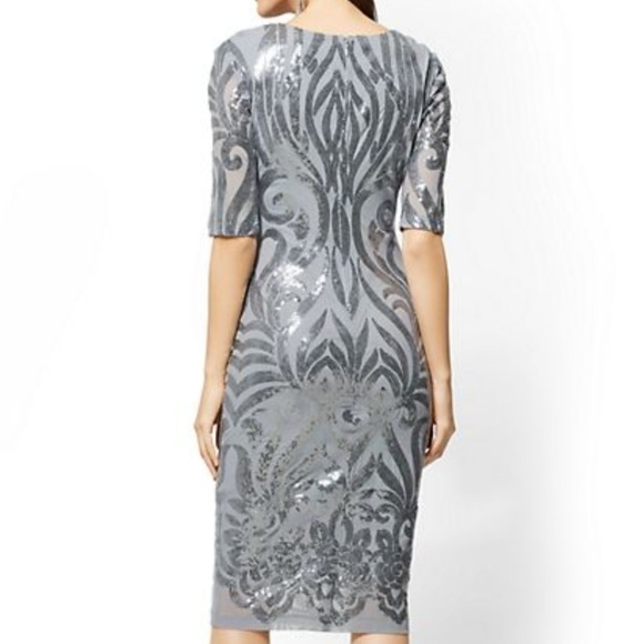 Silvertone Sequin Sheath Dress - Picture 2 of 5